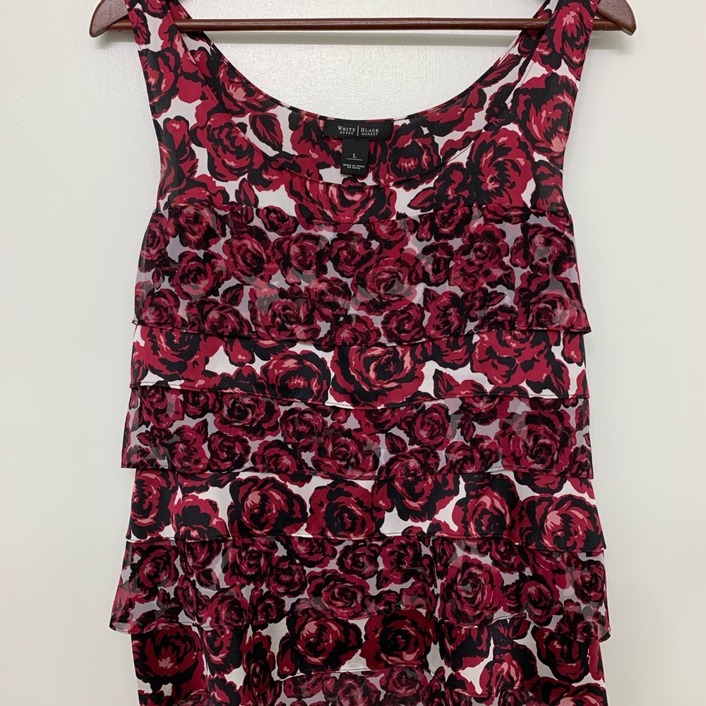 WHBM Ruffled Rose Blouse, size L